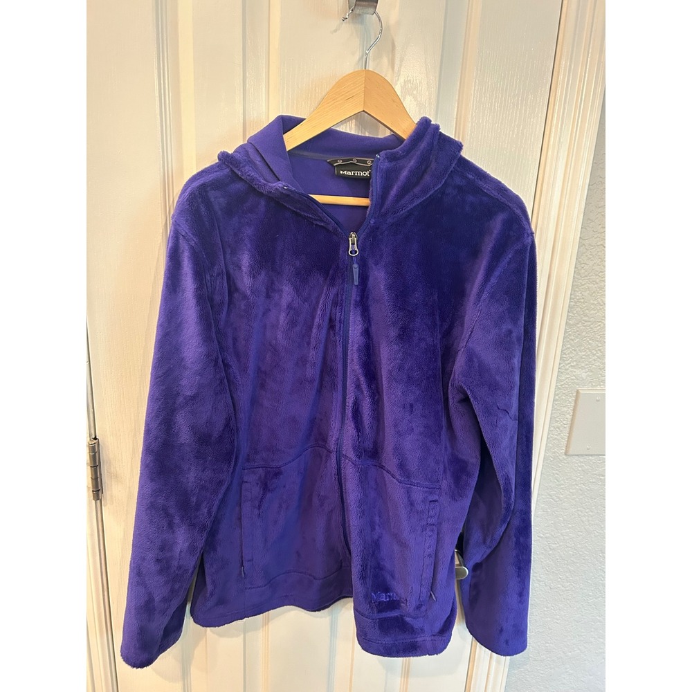Marmot Fleece Hoodie Purple‎ High Pile Full Zip Soft Fuzzy Jacket A89540 XL